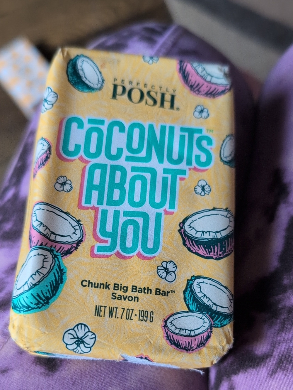 Perfectly Posh Coconuts About You Bath Bar - Yellow & Teal Accents